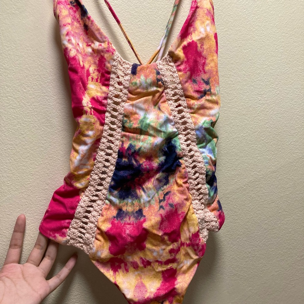 Tie-dye like One Piece Crochet Bathing Suit